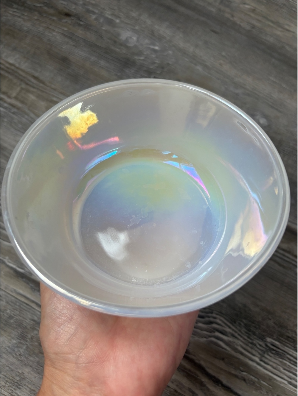 Vintage Fire-King Iridescent Glass Bowl, 6-Inch Rainbow Sheen, Made in USA